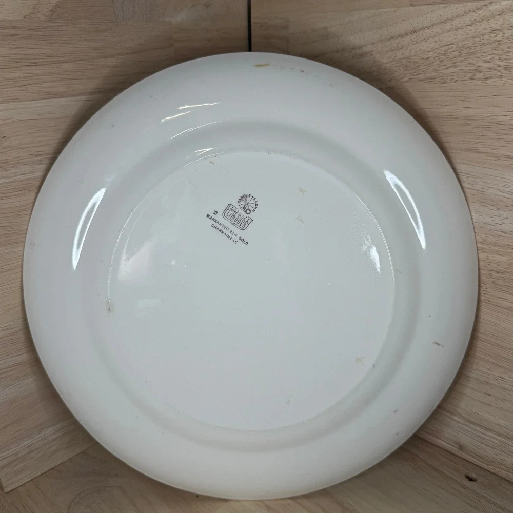 Vintage Limoges Floral Plate Dinnerware Edge Gold Trim 12.5
